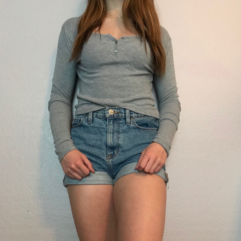 Gray Topshop half button long sleeve
